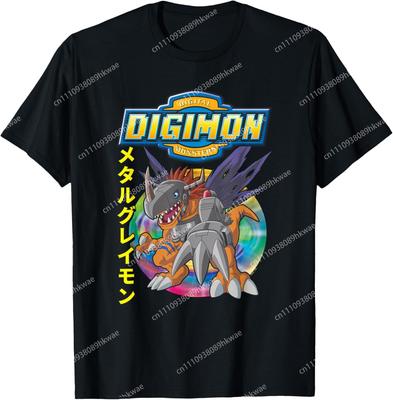 Digimon Metalgreymon Pose d'Action et Logo Monsters Numériques Mode Décontractée T-shirt Drôle S6XL Été