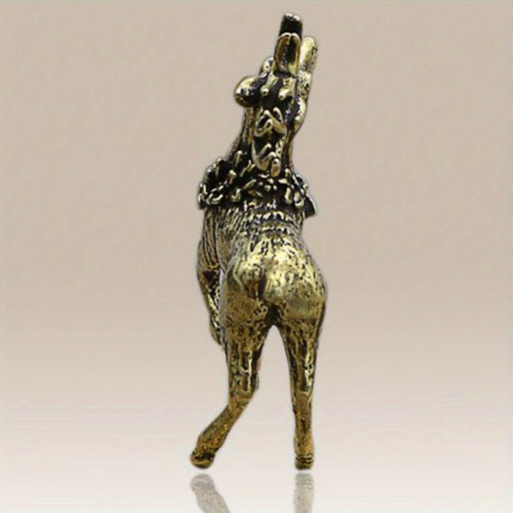 Ornamento de veado Estátua de veado em miniatura Estatuetas em miniatura Sika Decoração de mesa de latão maciço Ornamentos de escultura de veado