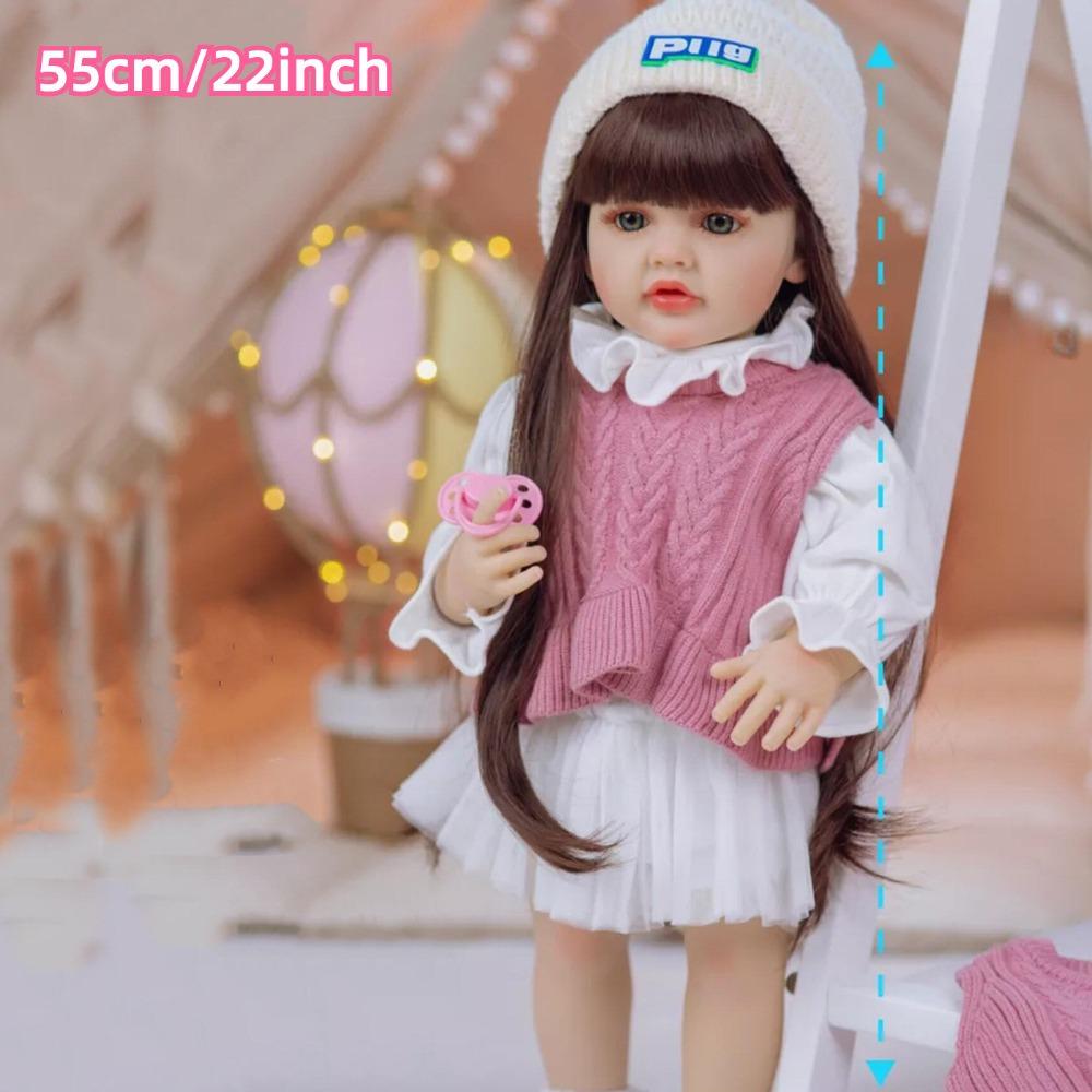 

Милые куклы-перерождения с длинными волосами Бетти, 22-дюймовое полностью виниловое тело, кукла для новорожденных, которая может войти в воду, реалистичная кукла-девочка, прямолинейная игрушка для малышей 55cm girl doll