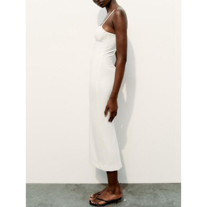 Za2024 Summer New Product Women's Clothes Sexy Split Waist Fitted Midi Sling Dress 4661315 250