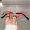 Fashion Vintage Irregular Rimless Sunglasses Women For Men  Luxury Brand Designer Sun Glasses Punk Popular Pink Metal Shades