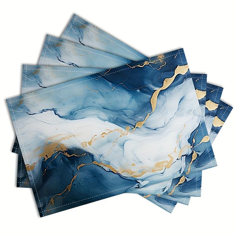 4/6/8PC Light Luxury Marble Patterned Placemat, Heat-Resistant Mat, Dining Table And Restaurant Decoration