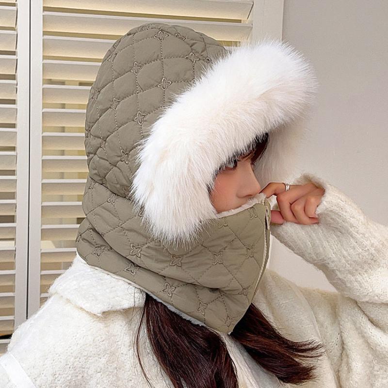Women's Versatile Solid Color Thickened Fu Ear Protection Warm Hat, Comfortable Coldproof and Windproof Warm Hat