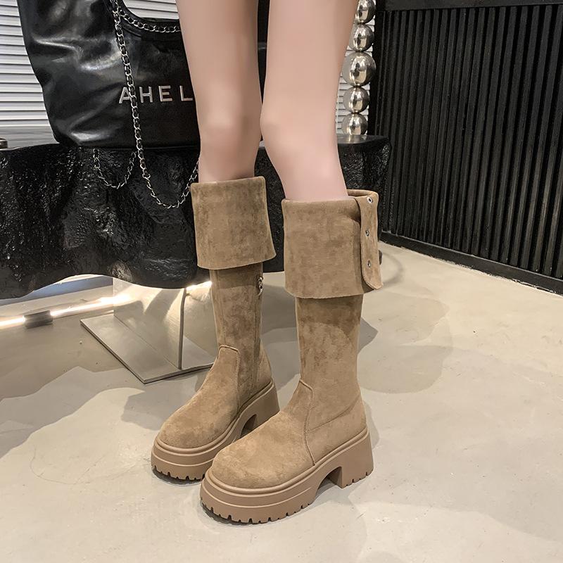 Maillard two wear folded thick-soled boots children's new thick-heeled knee knight boots in autumn and winter 2025