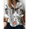 Spring and Autumn 3D Digital Print Women's Fashionable Collared Long Sleeve Casual Shirt