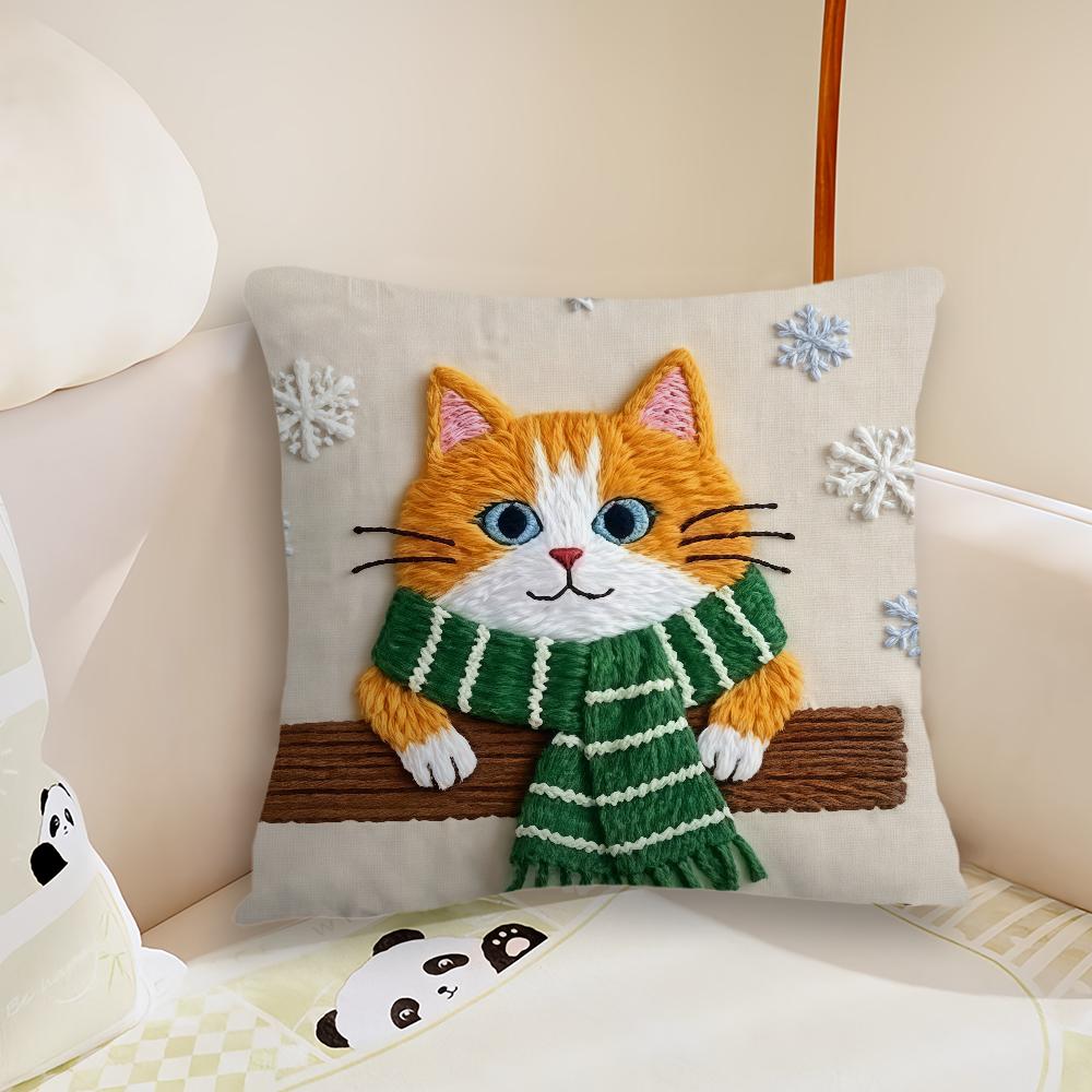 Christmas Cute cat cushion cover Plush Fabric Soft Double Sided Print Sofa Cushion Cover Throw Pillow Covers