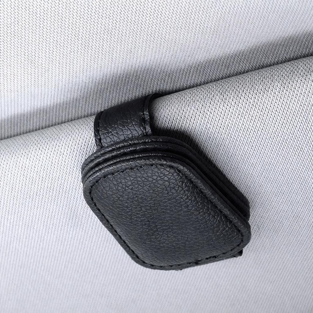 Durable Car Sun Visor Glasses Holder Clip PU Leather Sunglass Mount Organizer Interior Trim For Eyewear Cards Tickets