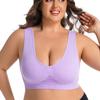 Plus Size Solid Color Breathable Sports Bra - Pullover Wireless Yoga Bra Light Support Thin