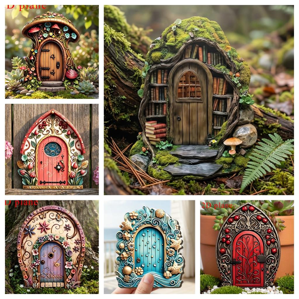Fairy-tale Cottage Wooden Door, Garden Wall Decorations, Corner Ornaments, Courtyard Landscaping, Miniature Landscape, Atmosphere Effect