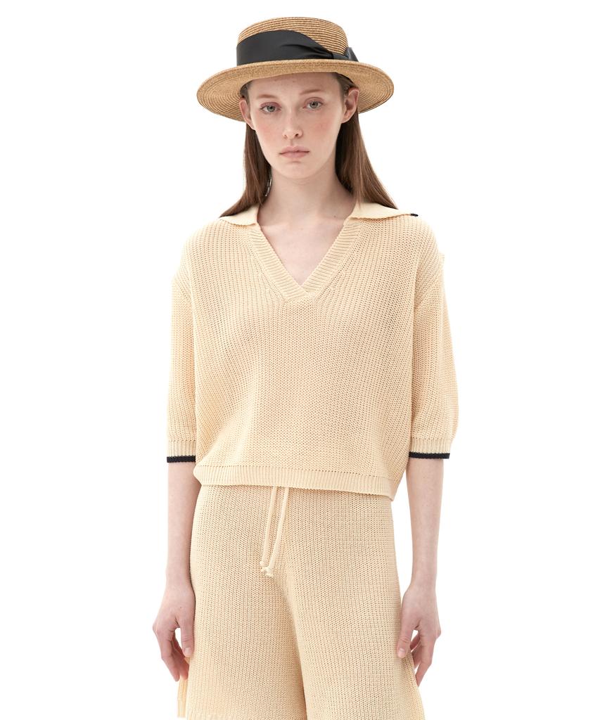 JUN BY JUN K String Knit Shorts_Cream
