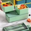 1pc-Lunch Box Thickened Plastic Divided Compartment Double Layer Meal Box Office Worker Bento Box Microwave Oven Available