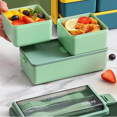 1 szt. - Lunchbox Pogrubiony Plastik Dzielona Komora Podwójna Warstwa Pudełko na Posiłek Pracownik Biurowy Pudełko Bento Dostępne do Mikrofalówki