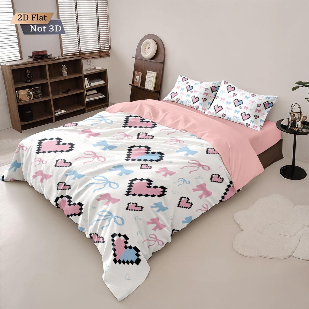 Comforter Cute Bow Love Bedding Set Ladies' Gift Pink Girl'S Room Decoration Single Double Large Size