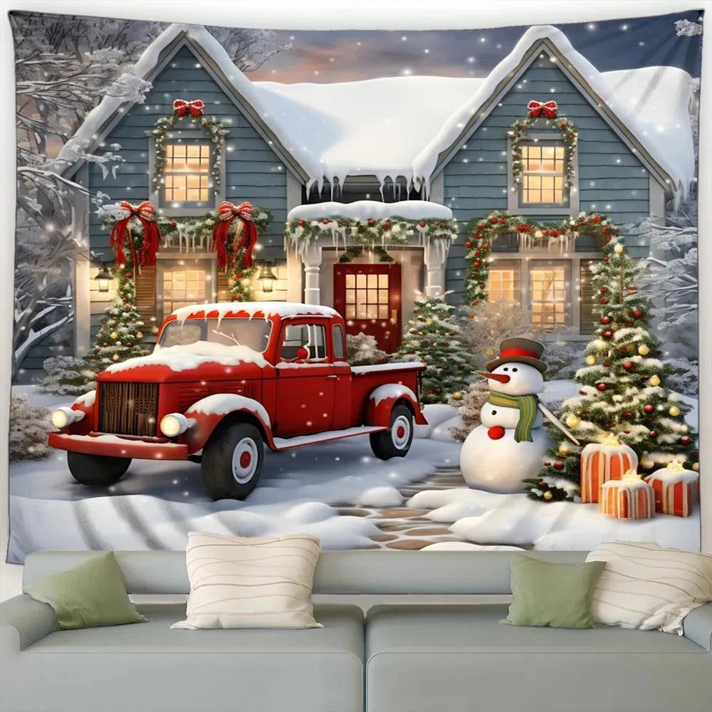 Christmas Tree Snowman Luxury Tapestry Bedroom Living Room Home Christmas Decoration