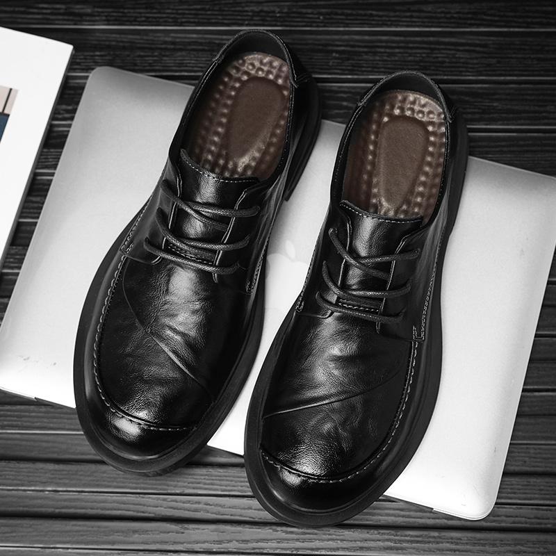 Fashion Handmade Mens Leather Shoes Fashion English Style High Tops Platform Shoes High Quality Comfortable Casual Ankle Men Boots