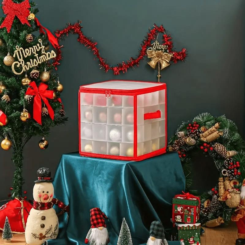 1pc Christmas Ornament Storage Box With 64 Compartments, Snowflake Christmas Ball Storage Containers With Zippered