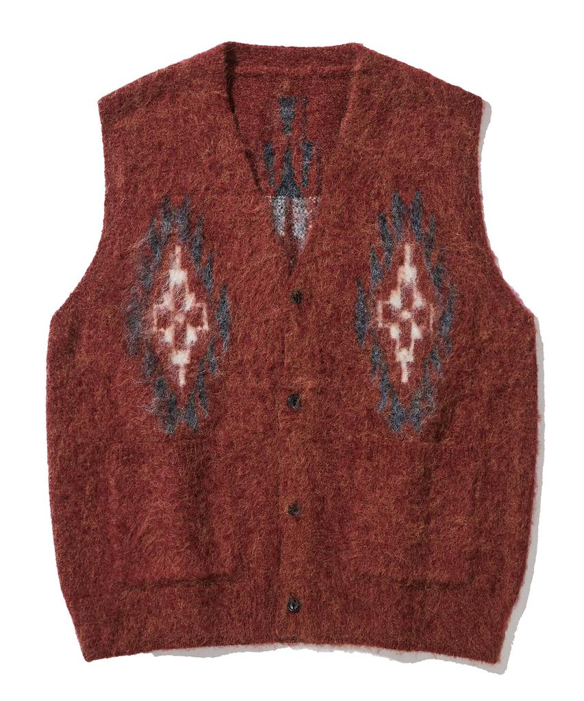 Knd Chimayo Pattern Brush Knit Vest Brick