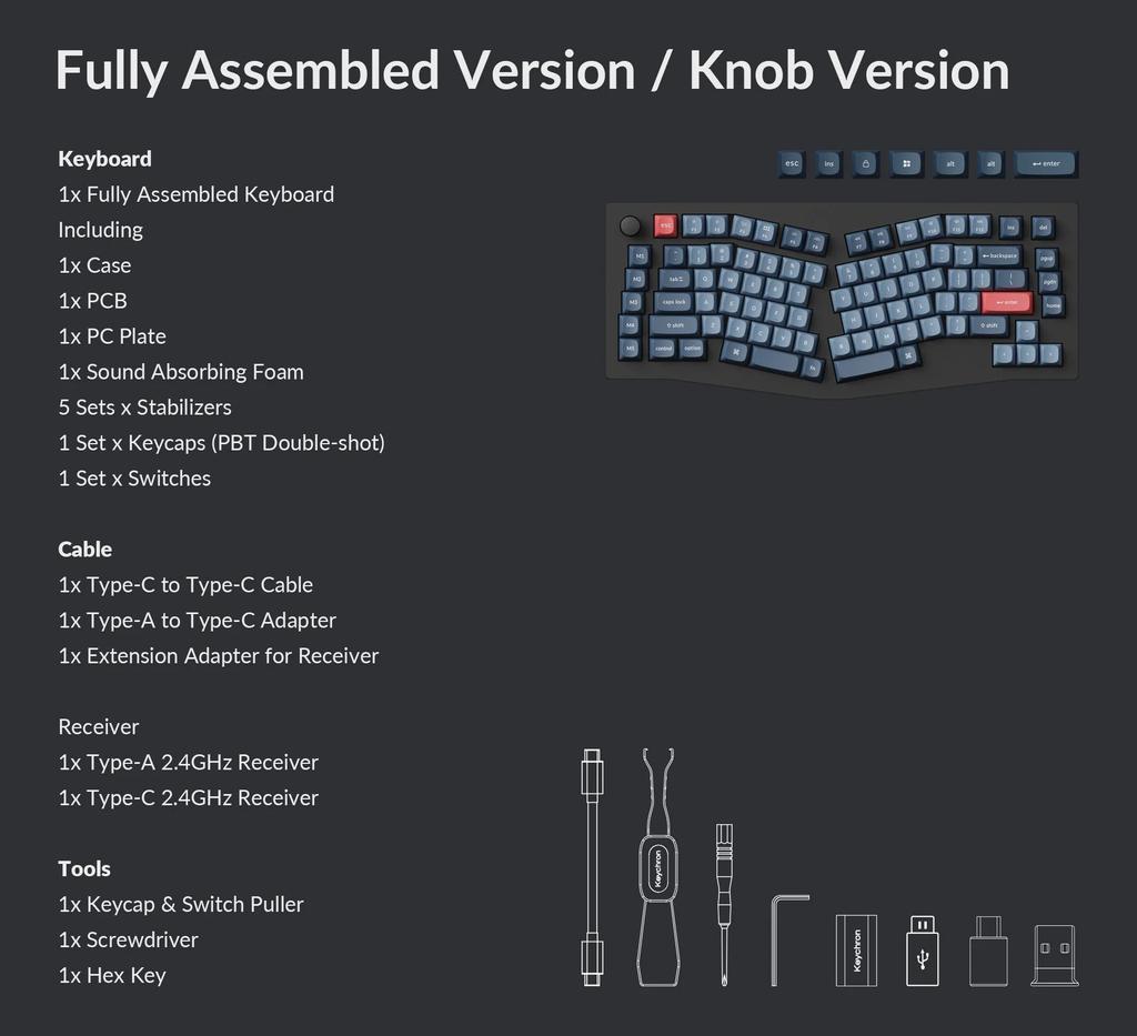 Keychron - V10 Max QMK/VIA Wireless Custom Mechanical Keyboard - Mechanical Keyboard Barebone Knob None