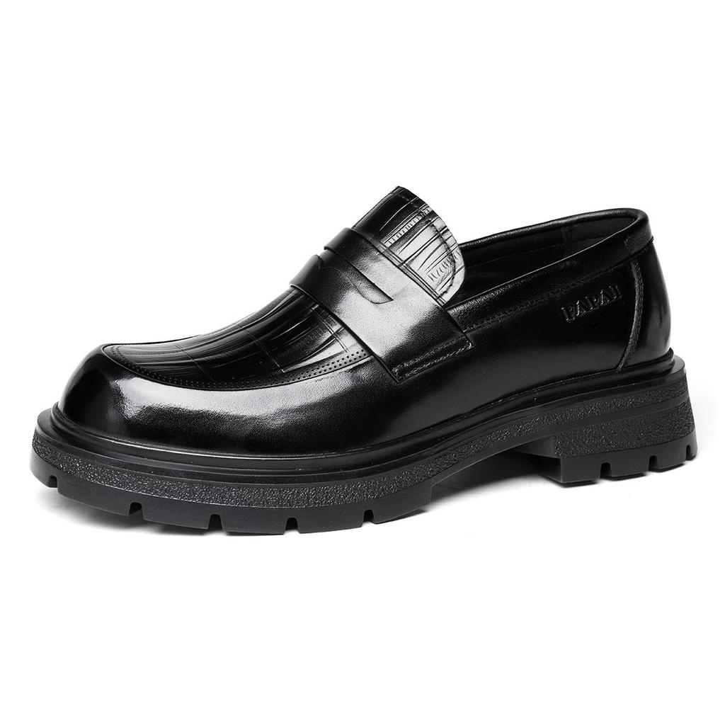 Autumn New Casual Leather Shoes Men's Leather One-pedal Loafers First Layer Cowhide Business Dress Commuter Leather Shoes Tide