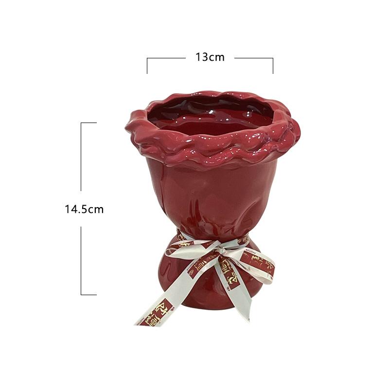 

Керамическая ваза Украшения для дома и гостиной Украшения Красные высококачественные высококачественные сухоцветы Гидропонный букет Цветочная композиция