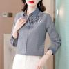 Plaid New Autumn Loose Embroidered Top Pure Cotton Long-sleeved Casual Shirt