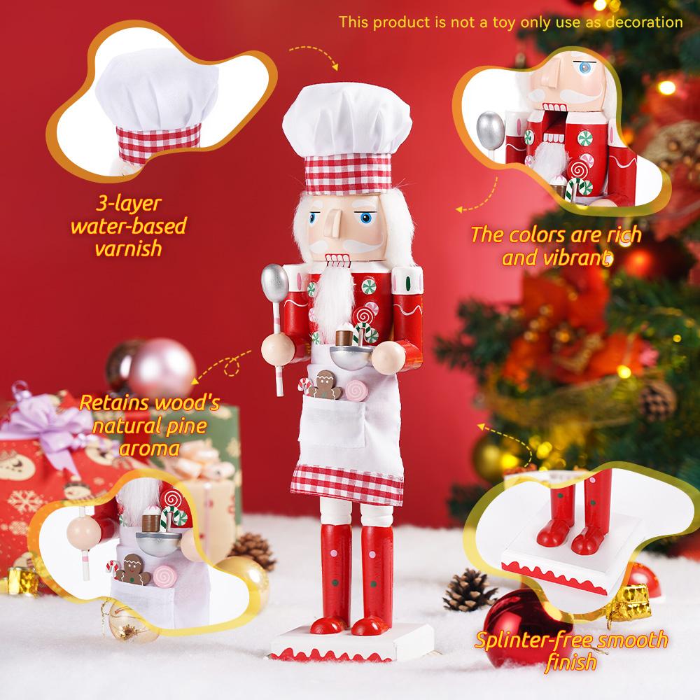 38CM Christmas Nutcracker Chef Pastry Chef Puppet Handcrafted Decoration Christmas New Year Holiday Party Decoration Gift