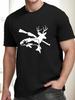 Men's Deer And Rifle Print T Shirt Casual Short Sleeve Summer Graphic Tee Top