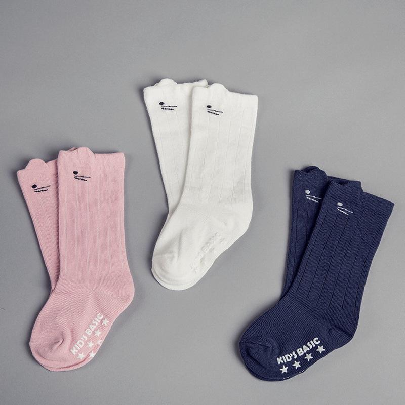 Niedliche kniehohe Socken für kleine Mädchen, Beinhosen, 0–4 Jahre alt, Baumwolle ohne rutschige Belüftungssocken