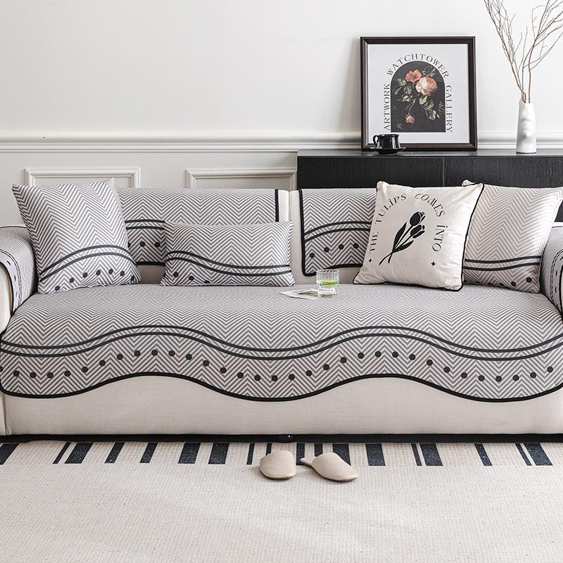 Sofa Cushion Advanced Special-Shaped Sofa Seat Cushion  Summer New Straight-Line One-Piece Combination Sofa Cover