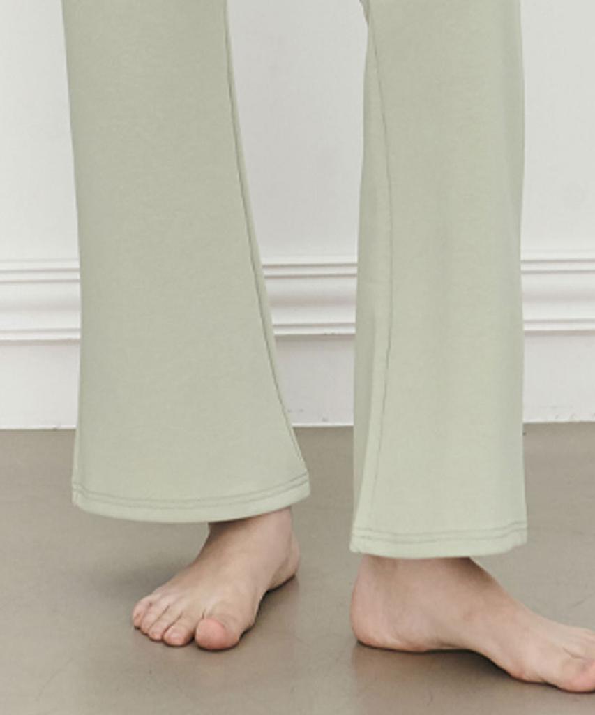 Debiweeo Semi Bootcut Elastic Waist Pants Devi-B0070-Matcha Green