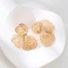 1 Pair Elegant Golden Flower Stud Earrings, KC Gold Plated Zinc Alloy, Chic for Daily/Dating/Parties/Holidays/Gift
