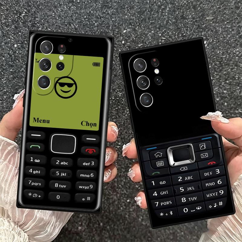 Funny Retro Callphone Soft Phone Case for Samsung Galaxy S26 S25 Edge S24 Ultra S23 Plus S22 S21 FE S20 Black Cover Back Shell