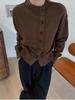 Women's French Retro Wool Cardigan - Irregular, Thick, Stand Collar Sweater for Autumn/Winter 