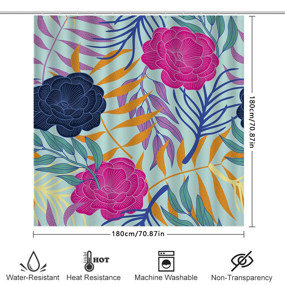 Polyester Shower Curtain With Flowers Pattern In Multicolor For Bathroom Decor 72 X 84 Inches (Lxw) Available On.Com