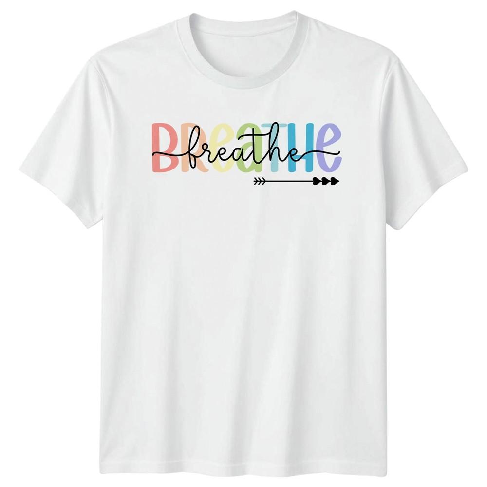 Breathe Unisexs TShirt Self Care Mindfulness Gift For Her S