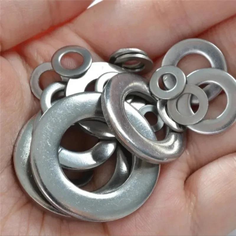Stainless Steel Washer Kits Thin Smooth Metal Gaskets M2-M10 Plain Snap Washer M2 M5 M8 M10 Screw Flat Washers Rings