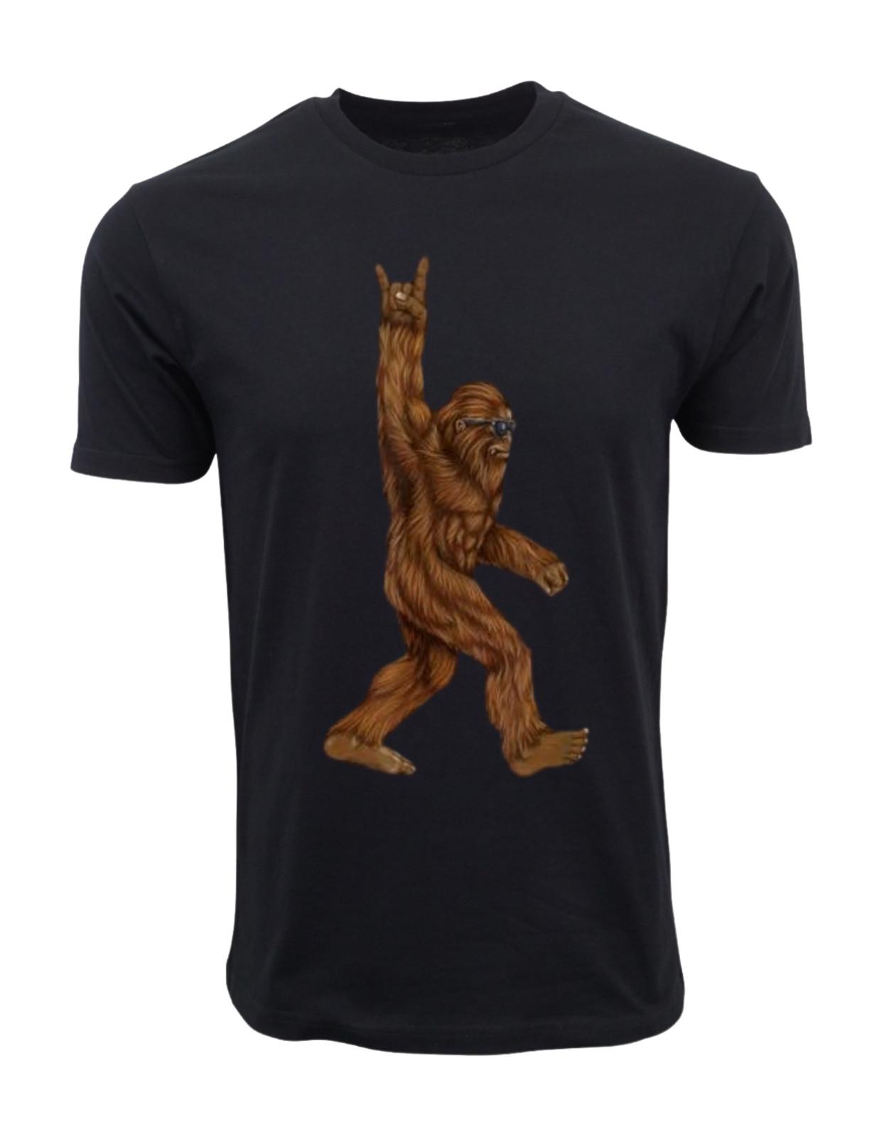 Rock On Bigfoot Sasquatch Loves Rock And Roll Sunglasses On T-Shirt XXXL