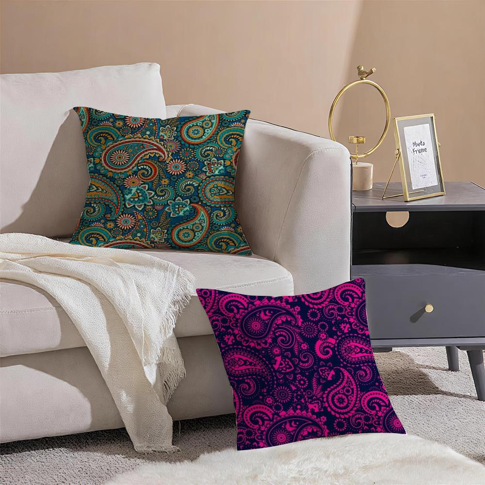 Painted Design P-Paisleys Cushion Cover Throw Pillow Cover Hidden Button Durable Polyester Chair Cushion