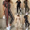 Spot 2026 spring and summer popular European and American women's clothing casual lapel printed belt tooling jumpsuit