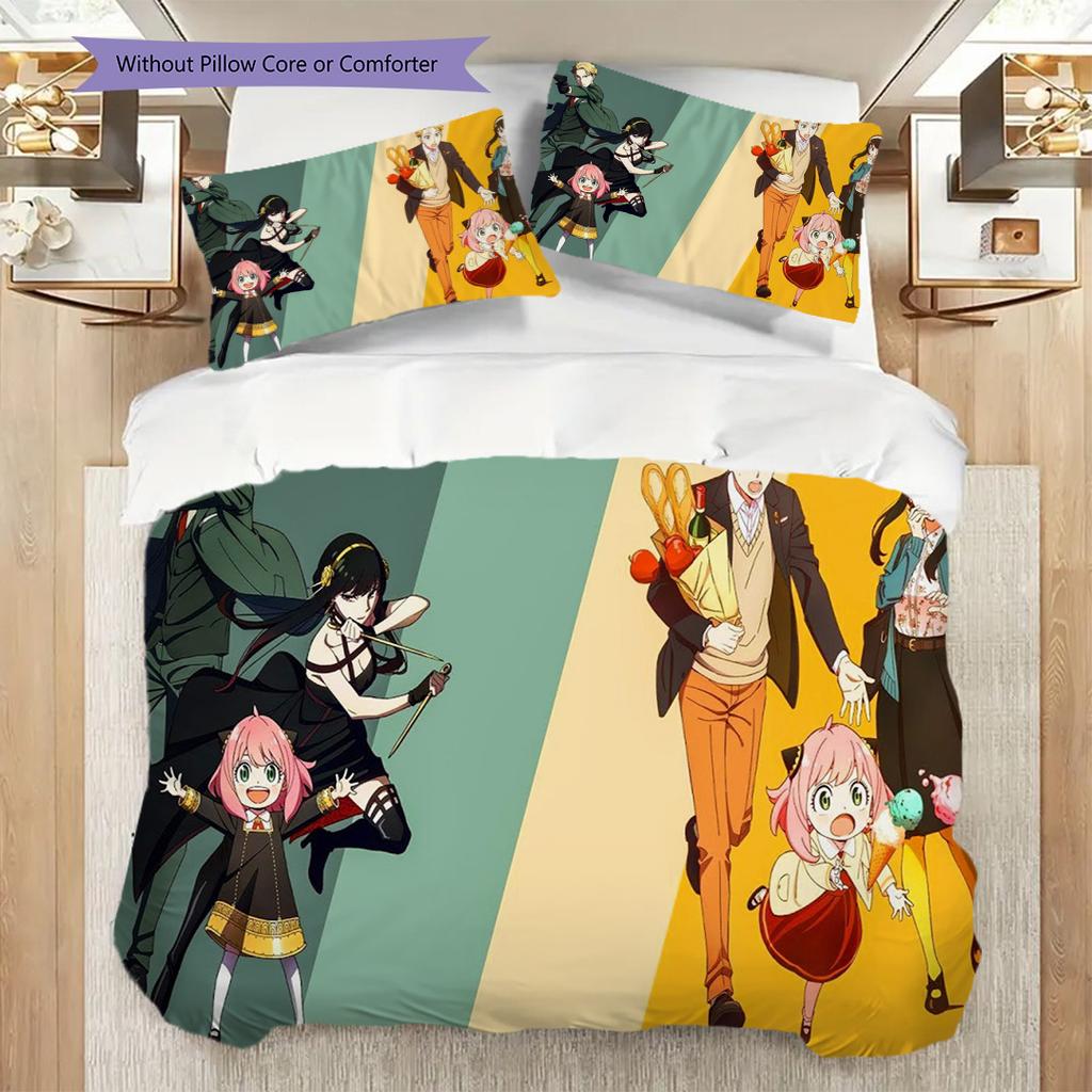 Anime Set Cute Characters Threepiece Set 1 Duvet Cover 2 Pillowcase Without Core Bedding Set Christmas Birthday Gift Soft And Comfortable