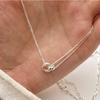 New 925 Silver Necklace Punk Simple Smooth Linked Ring Circles Geometric for Women Girl Fine Jewelry Gift
