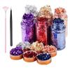 6 Farben Goldfolienflocken Harzvergoldungsflocken Metallische Folienflocken mit Pinzette