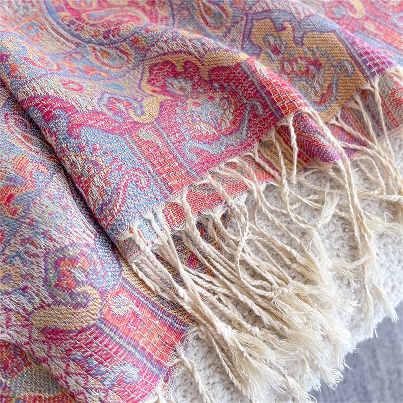 Autumn Boho Paisley Jacquard Pashmina Shawls for Women Wrap Scarf Cashmere Blanket Warm Thick Stoles Lady Bufanda Travel Stole