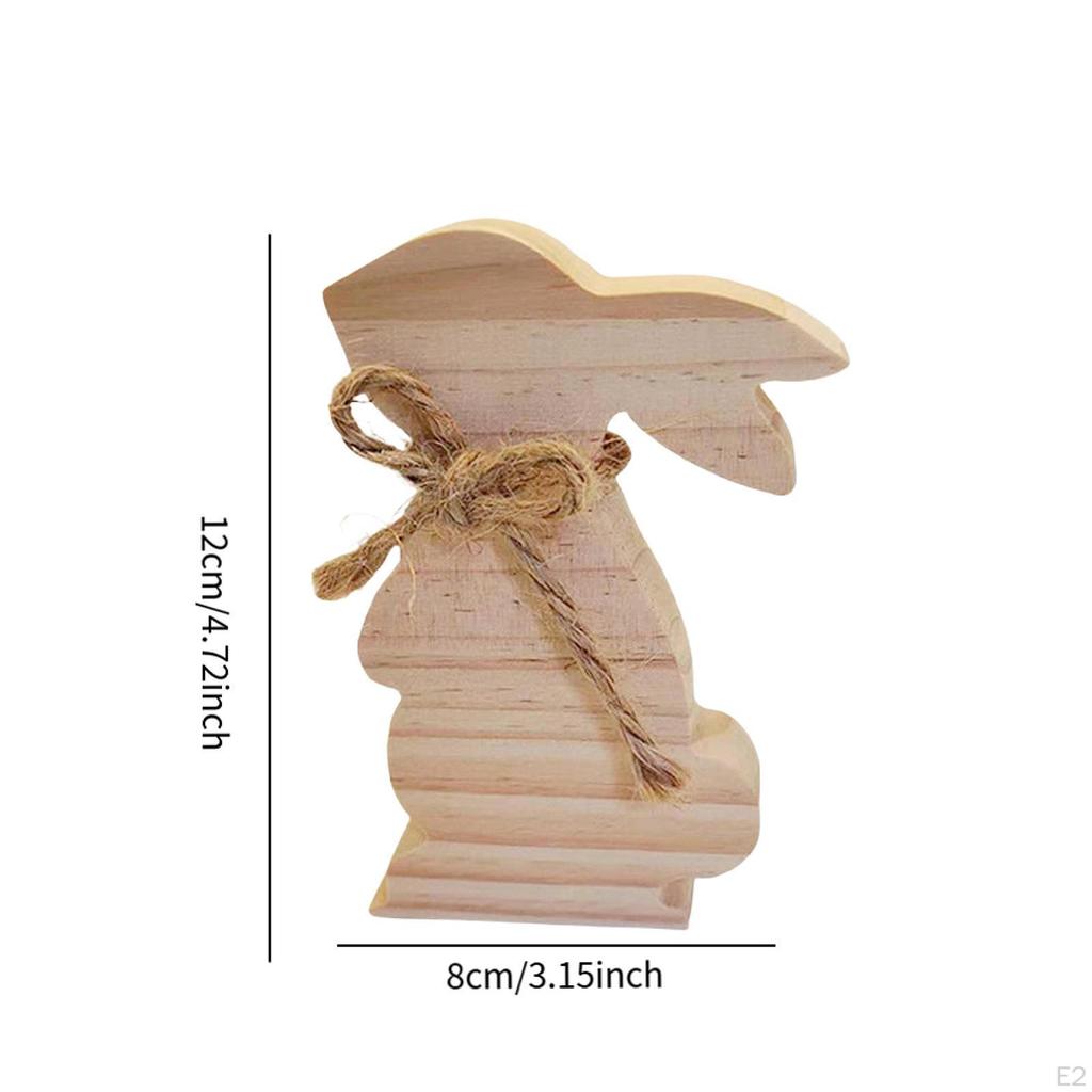 Wooden Bunny Sign Centerpieces Bookshelf Indoor Accent Unfinished Rabbit Block Easter Table