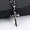 Retro Grey Cross Necklace for Men,Stainless Steel Antiqued Cross Pednant Necklace,Vintage Jewelry Gift