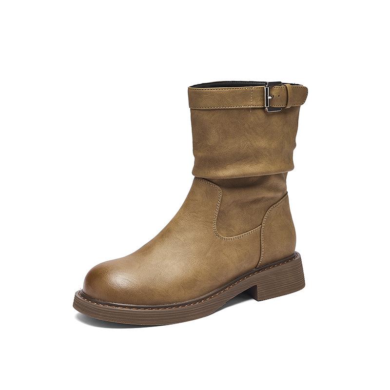 Augustine platform short boots women's 2025 new autumn retro Merard British style western pile Martin boots