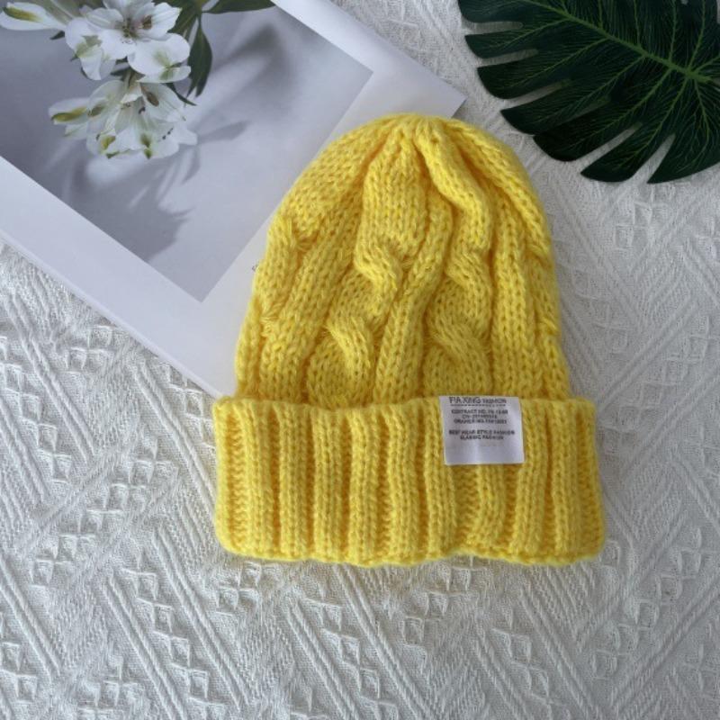 Fashionable Knitted Hat for Women Korean Style Fashionable Twist Wool Hat Warm and Ear Protecting Multi Color Optional Casual Cold Hat