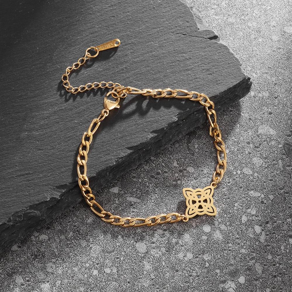 Stainless Steel Witch Knot Bracelet Men Women Witchcraft Knot Charms Bracelet on Hand Chain Sacred Amulet Protection Jewelry