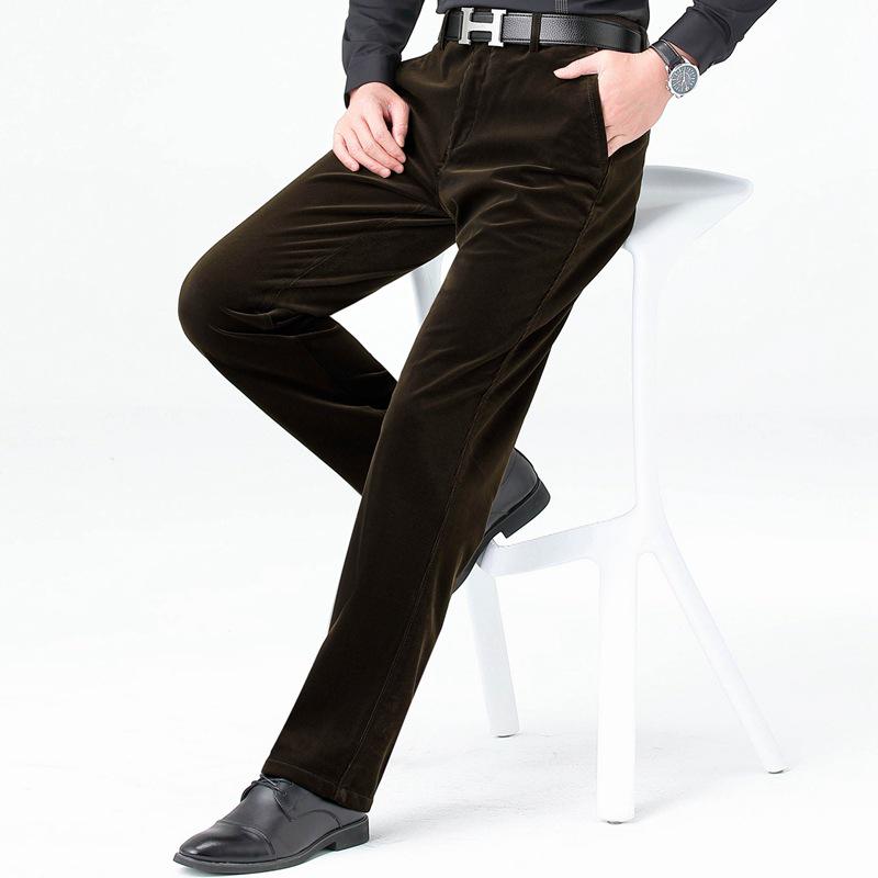 2025 Autumn Men's Corduroy Business Casual Mid-Rise Straight-Leg Pants