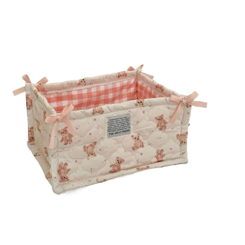Ins Style Quilted Storage Basket Square Sundries Organizing Bag Cute Desktop Storage Basket  Snacks